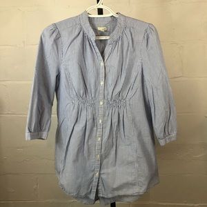 Anthropologie Odille Striped Button Down Tunic Size 6 Blue White